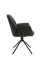Esszimmerstuhl 2er Set Blair / Microfaser in schwarz, Samt in anthrazit oder Webstoff in hellgrau / Gestell Metall schwarz / Sitzschale 360° drehbar / Esszimmerstuhl / Wohnzimmerstuhl / B 57, H 89, T 61 cm