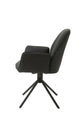 Esszimmerstuhl 2er Set Blair / Microfaser in schwarz, Samt in anthrazit oder Webstoff in hellgrau / Gestell Metall schwarz / Sitzschale 360° drehbar / Esszimmerstuhl / Wohnzimmerstuhl / B 57, H 89, T 61 cm