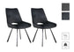Esszimmerstuhl 2er-Set BONNY / Samt grau oder schwarz / Steppung im Rücken / Gestell Metall schwarz / Esszimmerstuhl / Küchenstuhl / B 52, H 93, T 64,5 cm