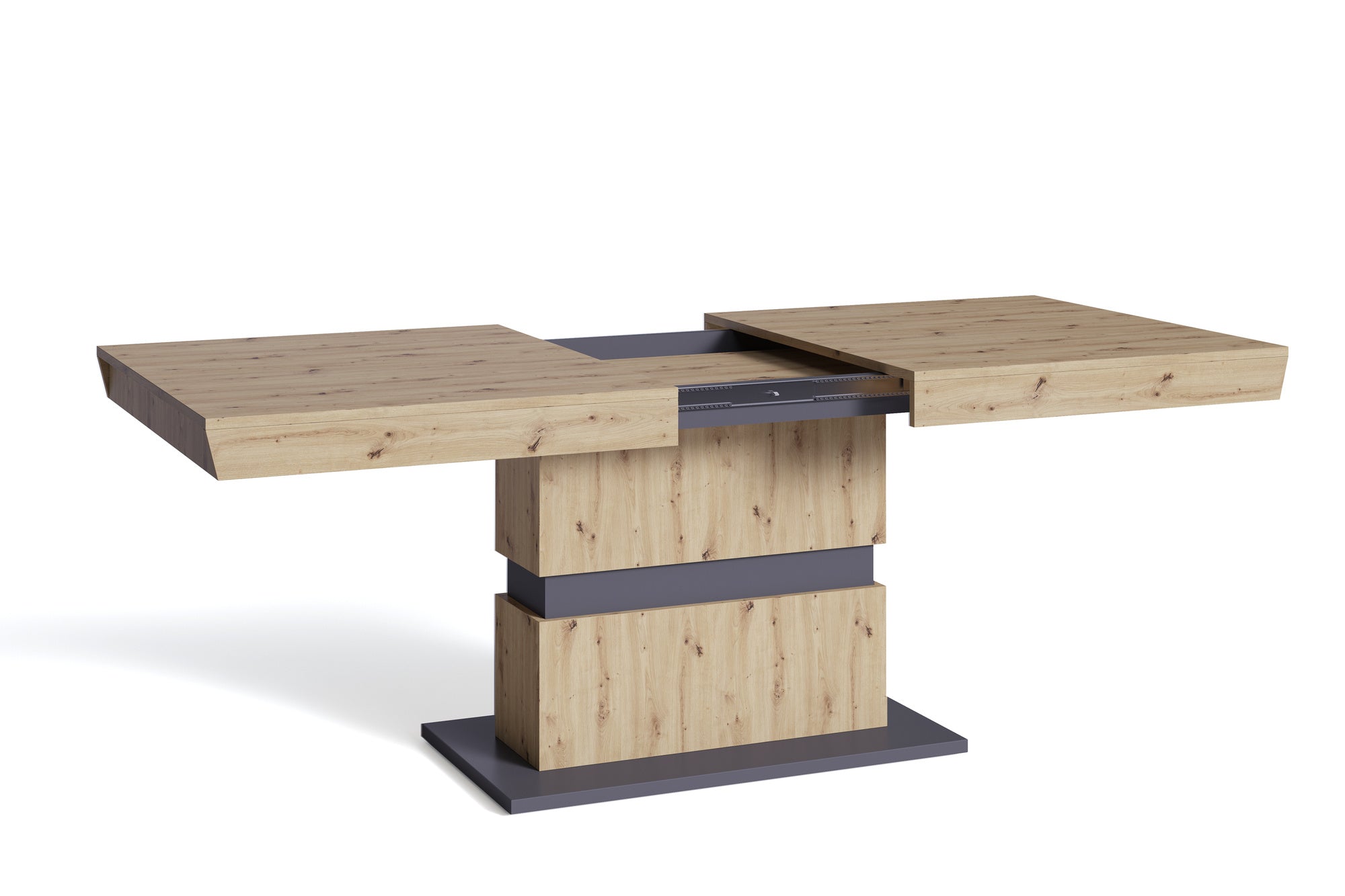 Esszimmertisch MATTHEW / Küchen-Tisch 160 cm mit Auszugsfunktion auf 215 cm / Auszugstisch Artisan Eiche, Light Atelier oder Old Wood / Esstisch ausziehbar mit Einlegeplatte / 160-215 x 90, H 75 cm