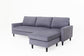 Ecksofa ATLANTA / Cord grau / Beine schwarz aus Massivholz / Longchair wahlweise rechts oder links montierbar / 218 x 144, H 78,5 cm