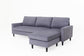 ATLANTA Ecksofa, Füße Rubberwood schwarz, Cordbezug grau