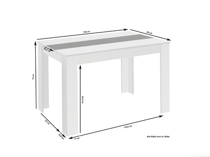 NORI Tisch, Breite 120, 140 oder 160 cm, Einlegeplatte schwarz/weiß, in Eiche-Optik, weiß oder Old-Wood-Optik