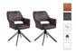 Esszimmerstuhl 2er Set Estelle / Vintage-Stoff braun oder Vintage-Samt anthrazit / Gestell Metall schwarz / Sitzschale 360° drehbar / Esszimmerstuhl / Wohnzimmerstuhl / B 57, H 84, T 61, cm