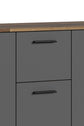 Kommode BEN / Sideboard mit 3 Türen und 3 Schubkasten / Schuhschrank in Old Wood-Optik mit Fronten in anthrazit / Schrank in Altholz-Optik / Griffe schwarz / B 153, H 83, T 35 cm