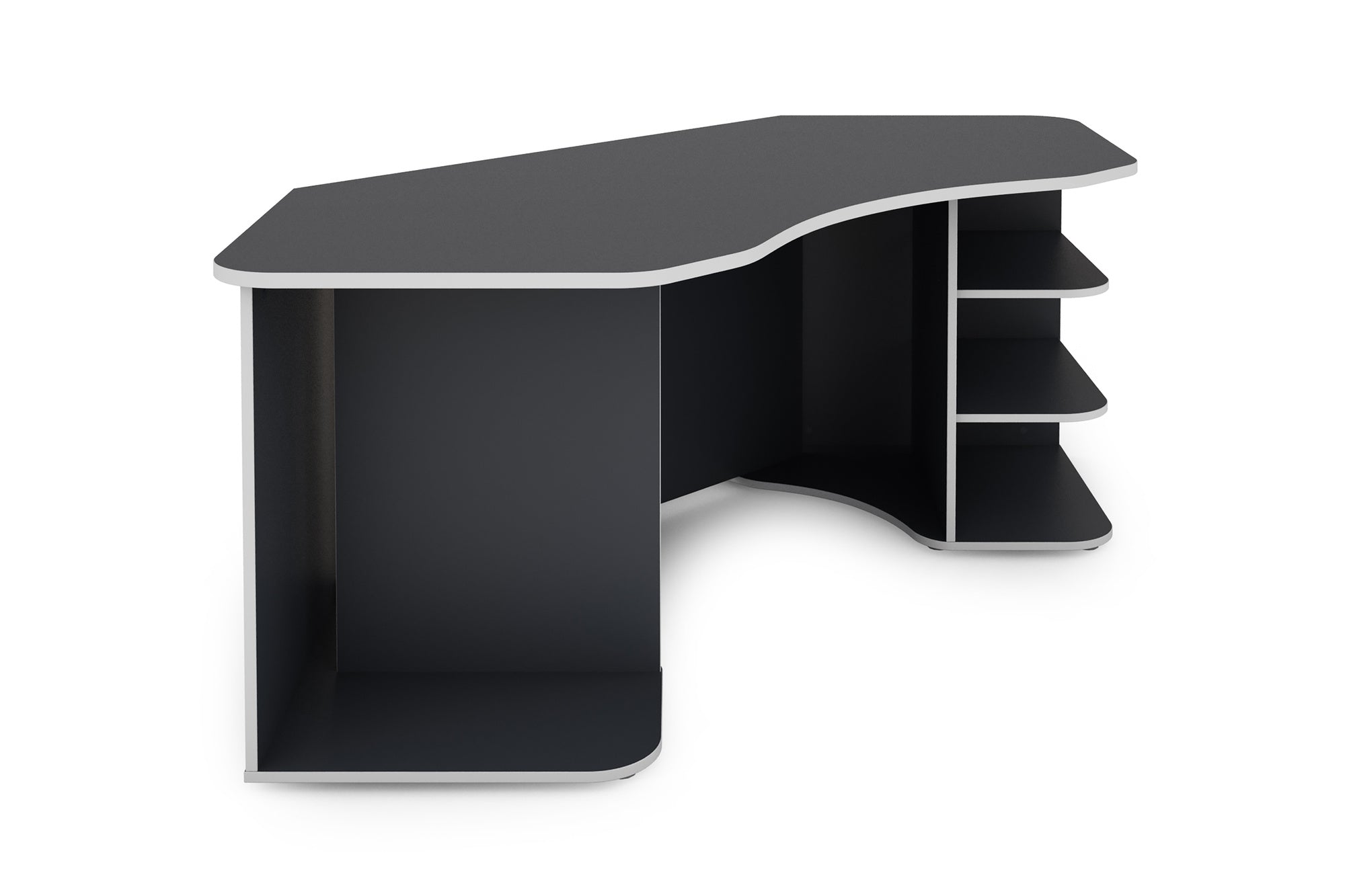 Schreibtisch THANATOS / Gaming-Tisch in anthrazit mit Kanten in rot, weiß oder anthrazit / Eck-Schreibtisch mit viel Stauraum und XXL Tischplatte / Computer-Tisch / PC / Arbeits-Tisch / 198x76x85cm (BxHxT)
