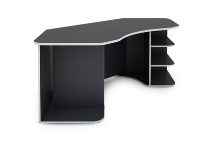 Schreibtisch THANATOS / Gaming-Tisch in anthrazit mit Kanten in rot, weiß oder anthrazit / Eck-Schreibtisch mit viel Stauraum und XXL Tischplatte / Computer-Tisch / PC / Arbeits-Tisch / 198x76x85cm (BxHxT)