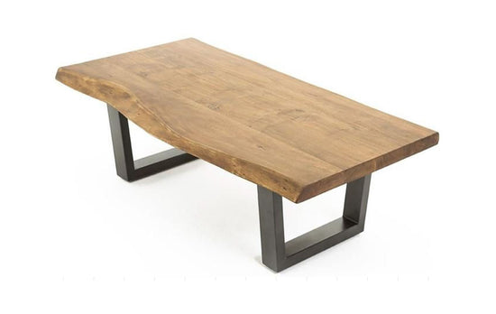 Couchtisch JUDY / Akazie natur, Metall schwarz / B 120, H 45, T 60 cm / mit Baumkante