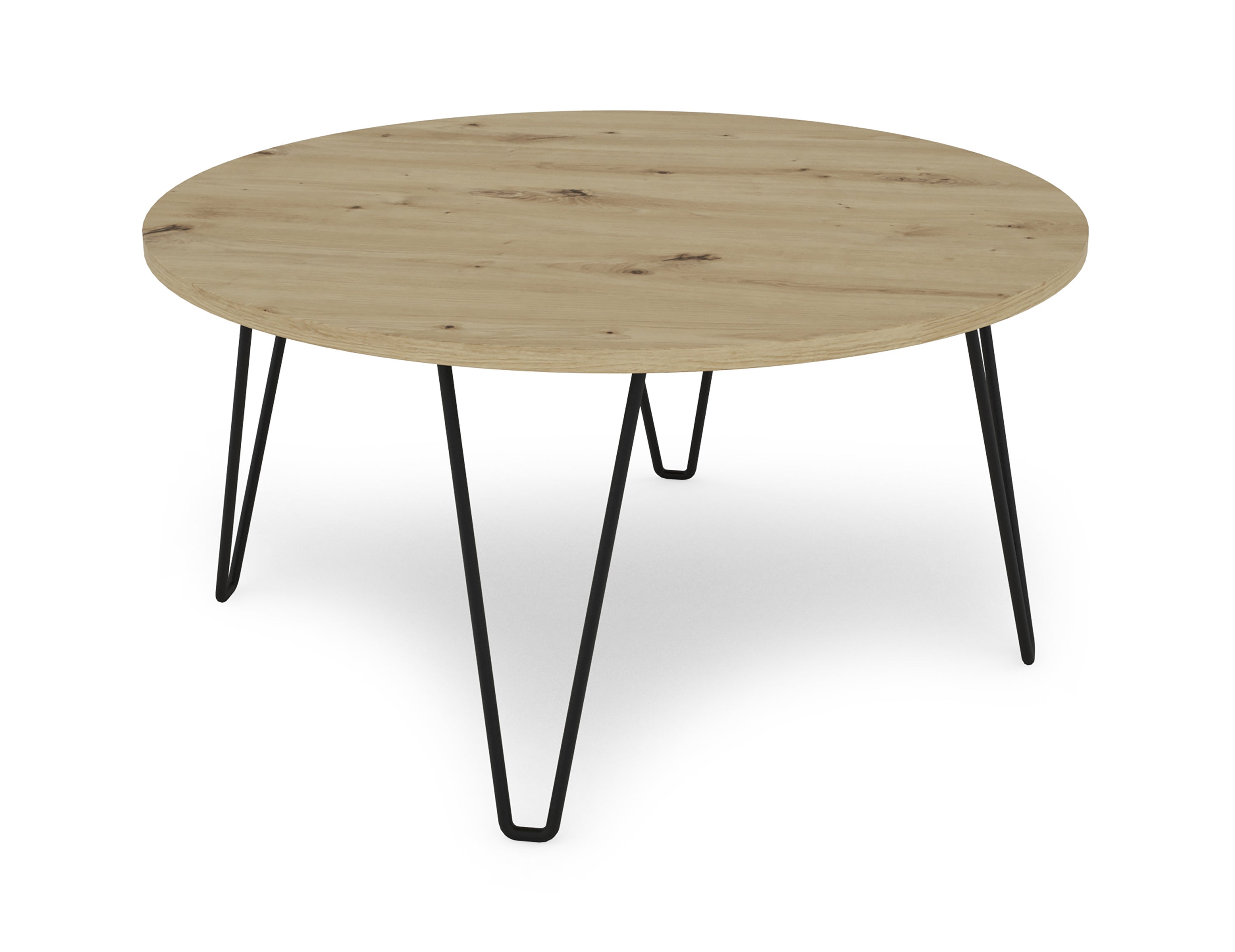 Couchtisch FLAIR / Melamin Artisan Eiche (Eiche-Optik) oder Old Wood (Altholz-Optik), Metall schwarz / D 80, H 40 cm
