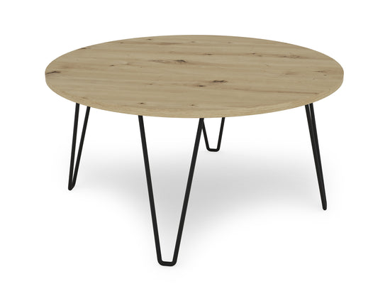 Couchtisch FLAIR / Melamin Artisan Eiche (Eiche-Optik) oder Old Wood (Altholz-Optik), Metall schwarz / D 80, H 40 cm