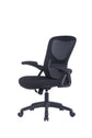 Bürostuhl FLEX / optional mit Kopfstütze / Kunststoff schwarz, Netzstoff schwarz / Wippmechanik / Armlehne klappbar / Lordoseneinstellung / B 62, H 95-103, T 58,5 cm oder B 62, H 111-119, T 66 cm