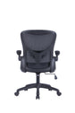 Bürostuhl FLEX / optional mit Kopfstütze / Kunststoff schwarz, Netzstoff schwarz / Wippmechanik / Armlehne klappbar / Lordoseneinstellung / B 62, H 95-103, T 58,5 cm oder B 62, H 111-119, T 66 cm