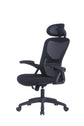 Bürostuhl FLEX / optional mit Kopfstütze / Kunststoff schwarz, Netzstoff schwarz / Wippmechanik / Armlehne klappbar / Lordoseneinstellung / B 62, H 95-103, T 58,5 cm oder B 62, H 111-119, T 66 cm