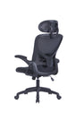 Bürostuhl FLEX / optional mit Kopfstütze / Kunststoff schwarz, Netzstoff schwarz / Wippmechanik / Armlehne klappbar / Lordoseneinstellung / B 62, H 95-103, T 58,5 cm oder B 62, H 111-119, T 66 cm