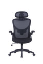 Bürostuhl FLEX / optional mit Kopfstütze / Kunststoff schwarz, Netzstoff schwarz / Wippmechanik / Armlehne klappbar / Lordoseneinstellung / B 62, H 95-103, T 58,5 cm oder B 62, H 111-119, T 66 cm