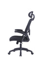 Bürostuhl FLEX / optional mit Kopfstütze / Kunststoff schwarz, Netzstoff schwarz / Wippmechanik / Armlehne klappbar / Lordoseneinstellung / B 62, H 95-103, T 58,5 cm oder B 62, H 111-119, T 66 cm
