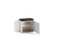 Sitzbank JAKOB / Hocker in Artisan Eiche (Eiche-Optik), schwarz oder Old Wood (Altholz-Optik) mit schwarzem Kunstleder Sitzkissen / Schuhschrank mit Tür / zwei Fächer / Garderoben-Kommode / Schuh-Bank / B 48,5 H 49, T 30 cm
