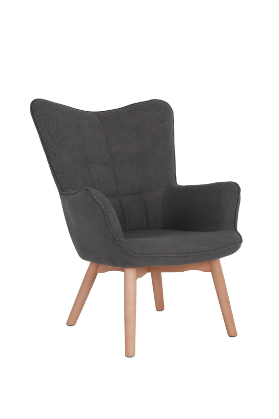 Sessel Adam / Webstoff-Bezug grau / Gestell Buche Massiv / Relaxsessel /Armlehnen-Sessel / B 72, H 96, T 80 cm