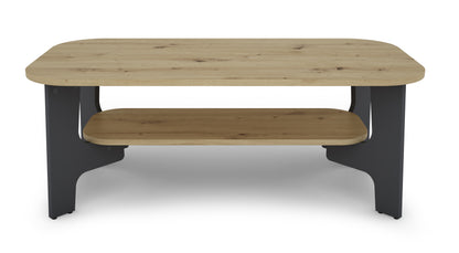 Couchtisch JONNY / Melamin Artisan Eiche (Eiche-Optik), Old Wood (Altholz-Optik) oder weiß, Melamin Anthrazit / B 110, H 42,5, T 55 cm / mit Ablageboden