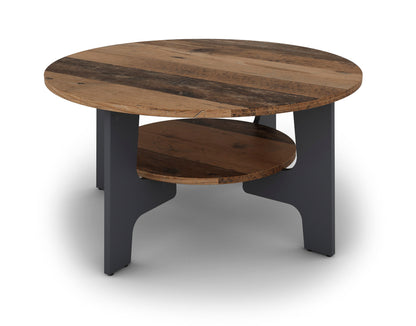 Couchtisch JONNY / Melamin anthrazit, weiß, Artisan Eiche (Eiche-Optik) oder Old Wood (Altholz-Optik) / D 80, H 42,5 cm / mit praktischem Ablageboden