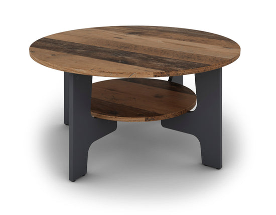 Couchtisch JONNY / Melamin anthrazit, weiß, Artisan Eiche (Eiche-Optik) oder Old Wood (Altholz-Optik) / D 80, H 42,5 cm / mit praktischem Ablageboden