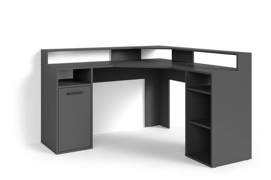 Schreibtisch FOX / Gaming-Tisch in anthrazit, weiß oder Old Wood (Altholz-Optik) / Mit viel Stauraum und großer Tischplatte / Computer-Tisch / PC / Arbeits-Tisch / B 139, H 90,8, T 139 cm