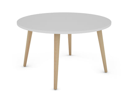 Couchtisch LASSE / Melamin weiß, Buche massiv natur / D 80, H 46 cm / skandinavischer Stil