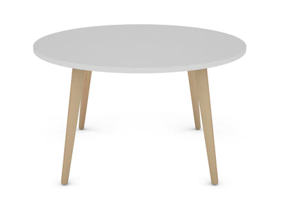 Couchtisch LASSE / Melamin weiß, Buche massiv natur / D 80, H 46 cm / skandinavischer Stil