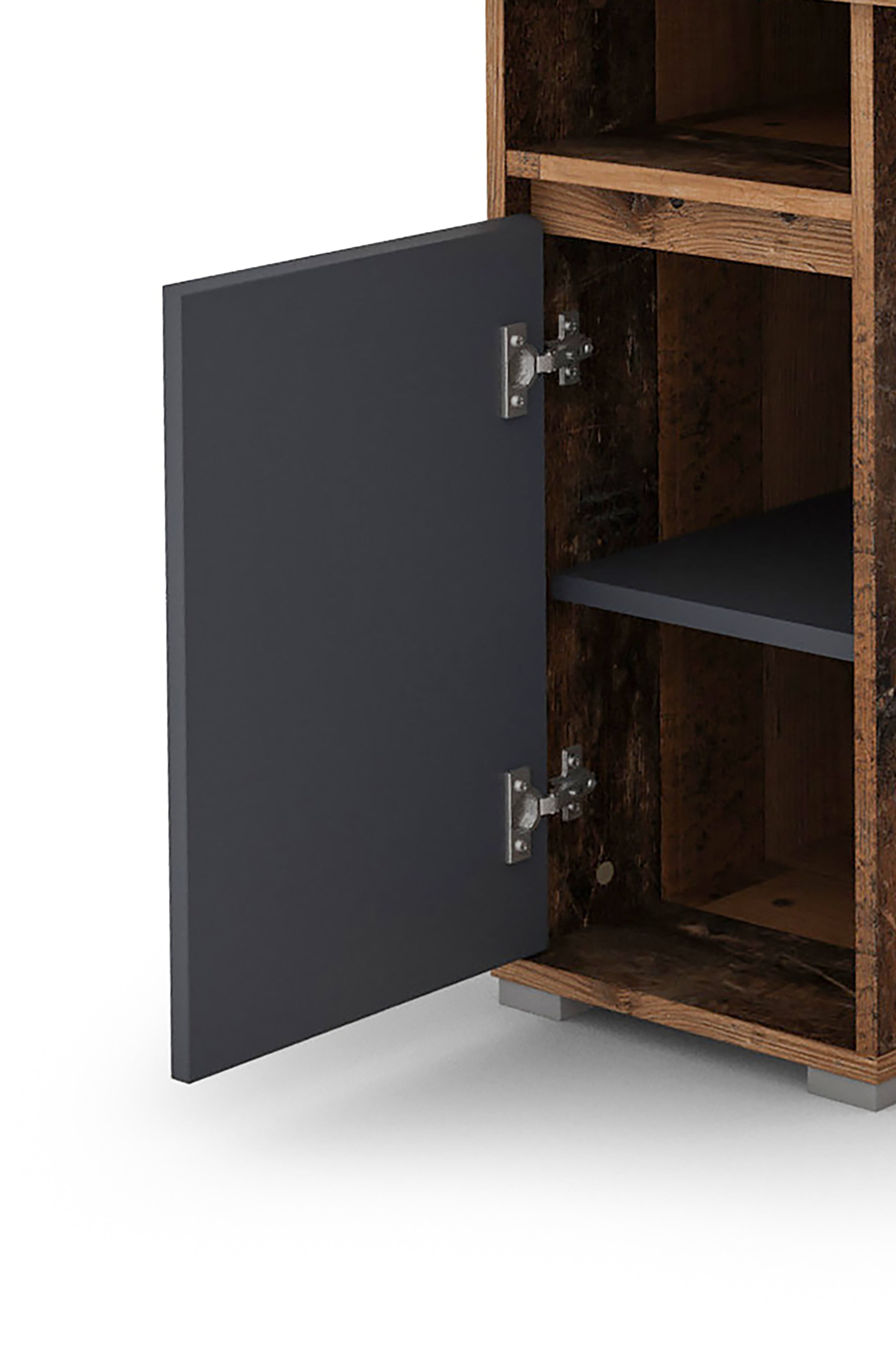 Schreibtisch LOBO / Arbeits-Tisch in weiß, Artisan Eiche (Eiche-Optik) oder Old Wood (Altholz-Optik) / Computer-Tisch mit 3 Schubladen, 1 Tür und 2 offenen Fächern / Große Arbeits-Fläche 138 x 55cm / Bürotisch / 138x75x55 cm (BxHxT)
