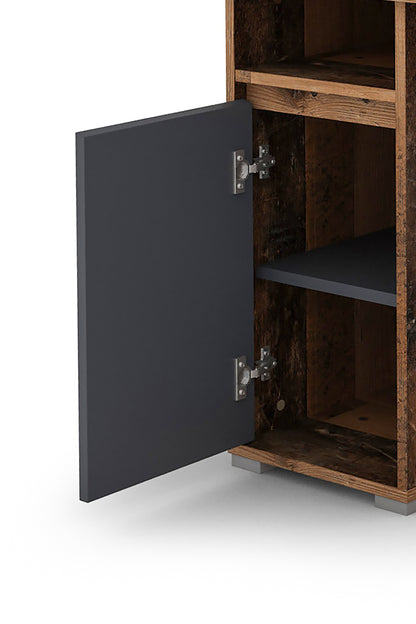 Schreibtisch LOBO / Arbeits-Tisch in weiß, Artisan Eiche (Eiche-Optik) oder Old Wood (Altholz-Optik) / Computer-Tisch mit 3 Schubladen, 1 Tür und 2 offenen Fächern / Große Arbeits-Fläche 138 x 55cm / Bürotisch / 138x75x55 cm (BxHxT)