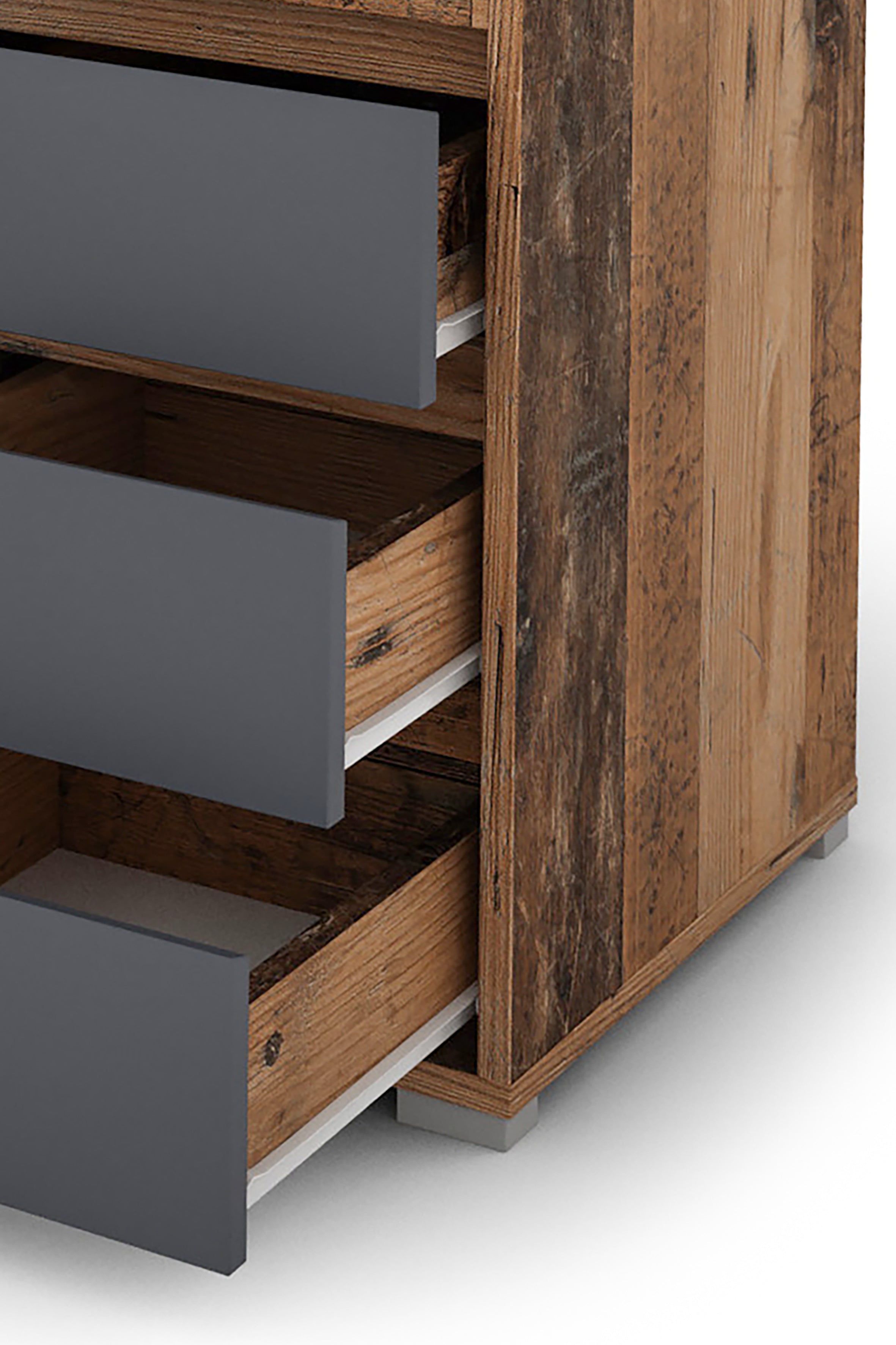 Schreibtisch LOBO / Arbeits-Tisch in weiß, Artisan Eiche (Eiche-Optik) oder Old Wood (Altholz-Optik) / Computer-Tisch mit 3 Schubladen, 1 Tür und 2 offenen Fächern / Große Arbeits-Fläche 138 x 55cm / Bürotisch / 138x75x55 cm (BxHxT)