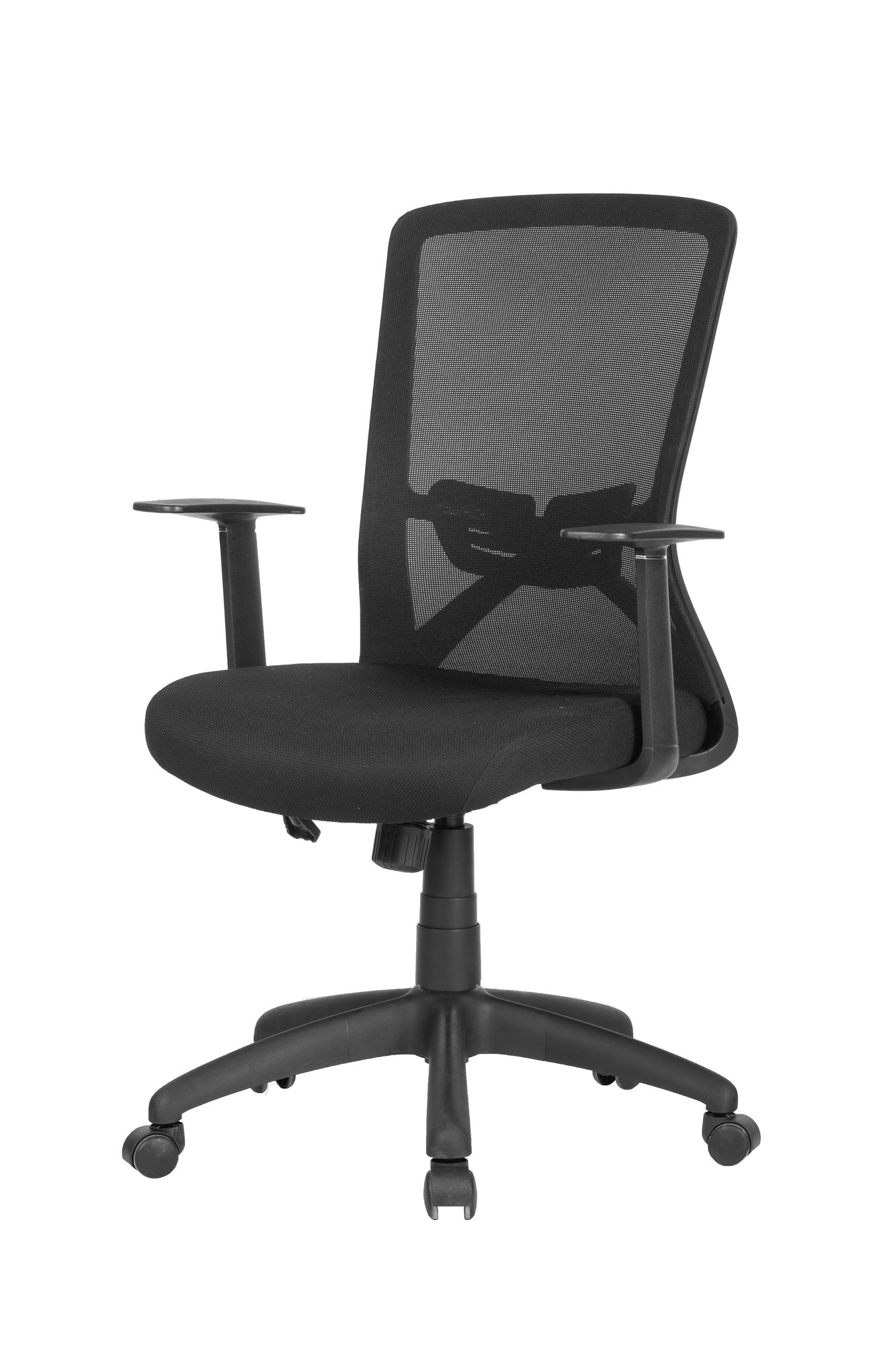 Chefsessel Long / Kunststoff schwarz / Bezug Stoff / Mesh schwarz oder rot / Wippmechanik / Sicherheitsklemmschutz/Höhenverstellung / gebremste Sicherheitsrollen / B 52,5, H95,5-103, T 60,5