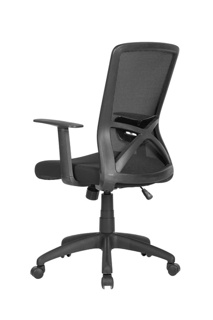 Chefsessel Long / Kunststoff schwarz / Bezug Stoff / Mesh schwarz oder rot / Wippmechanik / Sicherheitsklemmschutz/Höhenverstellung / gebremste Sicherheitsrollen / B 52,5, H95,5-103, T 60,5