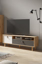 TV-Board BILL / Lowboard Artisan Eiche Optik hellbraun / Fernsehtisch mit 1 Klappe und 1 Tür / Fernsehschrank mit Soundbar-Fach / Schlaufen-Griffe / B 150, H 50, T 36,5 cm