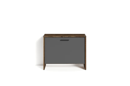 Sitzbank BEN / Schuhschrank in Artisan Eiche (Eiche-Optik), Old Wood (Altholz-Optik) oder weiß / kleine Flur-Kommode mit Klappe und Einlegeboden / B 60, H 48, T 35 cm