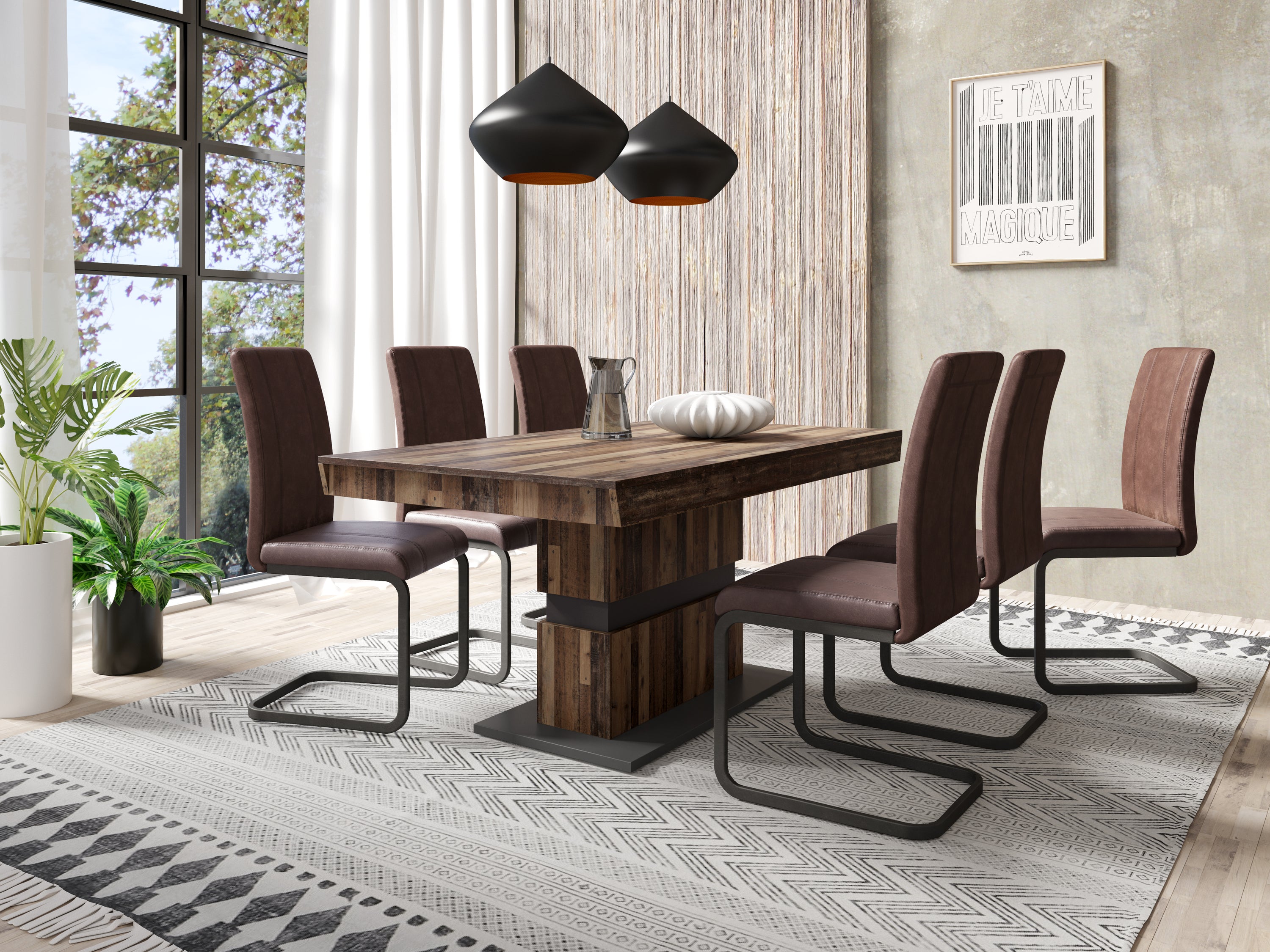 Esszimmertisch MATTHEW / Küchen-Tisch 140 cm mit Auszugsfunktion auf 195 cm / Auszugstisch Light Atelier oder Old Wood / Esstisch ausziehbar mit Einlegeplatte / 140-195 x 90, H 75 cm