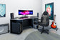 Chefsessel Matteo / Gaming-Chair bis 110 kg belastbar / Kunststoff & Kunstleder schwarz / Armlehnen gepolstert/ Applikation Mesh rot, weiß oder grau / Sicherheitsrollen / B 60, H 103-113, T 65 cm