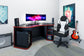 Chefsessel Matteo / Gaming-Chair bis 110 kg belastbar / Kunststoff & Kunstleder schwarz / Armlehnen gepolstert/ Applikation Mesh rot, weiß oder grau / Sicherheitsrollen / B 60, H 103-113, T 65 cm