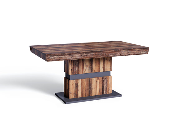 Esszimmertisch MATTHEW / Küchen-Tisch 140 cm mit Auszugsfunktion auf 195 cm / Auszugstisch Light Atelier oder Old Wood / Esstisch ausziehbar mit Einlegeplatte / 140-195 x 90, H 75 cm