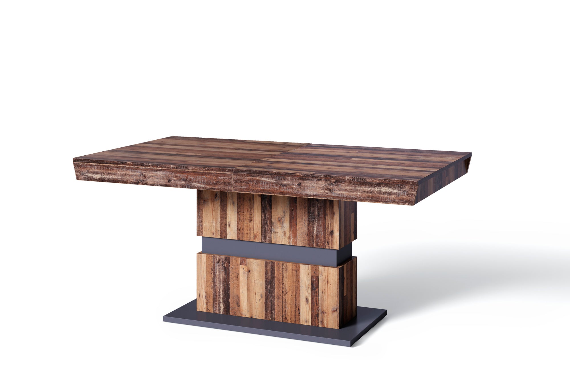 Esszimmertisch MATTHEW / Küchen-Tisch 140 cm mit Auszugsfunktion auf 195 cm / Auszugstisch Light Atelier oder Old Wood / Esstisch ausziehbar mit Einlegeplatte / 140-195 x 90, H 75 cm