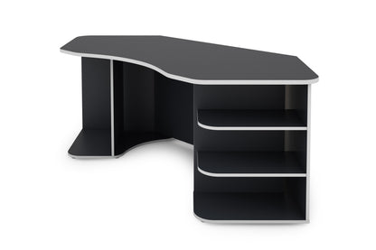 Schreibtisch THANATOS / Gaming-Tisch in anthrazit mit Kanten in rot, weiß oder anthrazit / Eck-Schreibtisch mit viel Stauraum und XXL Tischplatte / Computer-Tisch / PC / Arbeits-Tisch / 198x76x85cm (BxHxT)