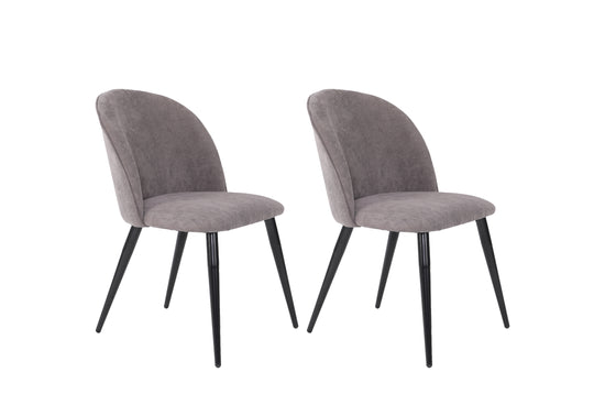 Esszimmerstuhl 2er Set Nayla / Samt grau, Cord dunkelgrau, Webstoff dunkelgrau / Gestell Metall in schwarz pulverbeschichtet / Esszimmerstuhl / mit Rautensteppung im Rücken / bis 110 kg / B 51, H 81,5, T 60 cm
