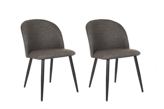 Esszimmerstuhl 2er Set Nayla / Samt grau, Cord dunkelgrau, Webstoff dunkelgrau / Gestell Metall in schwarz pulverbeschichtet / Esszimmerstuhl / mit Rautensteppung im Rücken / bis 110 kg / B 51, H 81,5, T 60 cm