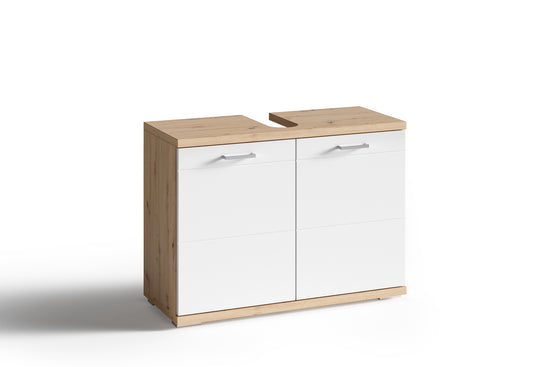 Waschbeckenunterschrank NEBRASKA / in anthrazit, Sonoma Eiche (Eiche-Optik) oder weiß / B 80, H 59, T 31,5 cm / 2-türig