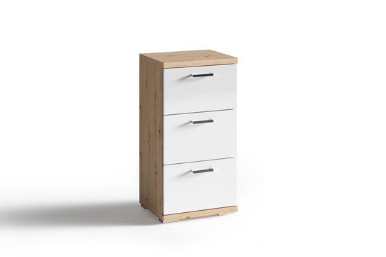 Badezimmer Seitenschrank / in anthrazit, Sonoma Eiche (Eiche-Optik) oder weiß / B 35,5, H 74, T 31,5 cm / mit 2 Schubkästen