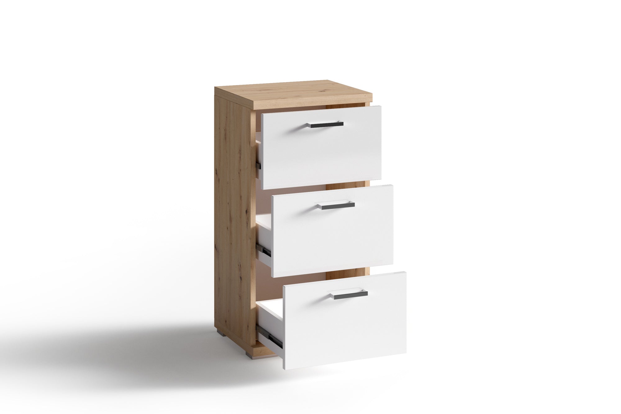 Badezimmer Seitenschrank / in anthrazit, Sonoma Eiche (Eiche-Optik) oder weiß / B 35,5, H 74, T 31,5 cm / mit 2 Schubkästen