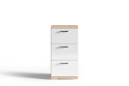 Badezimmer Seitenschrank / in anthrazit, Sonoma Eiche (Eiche-Optik) oder weiß / B 35,5, H 74, T 31,5 cm / mit 2 Schubkästen