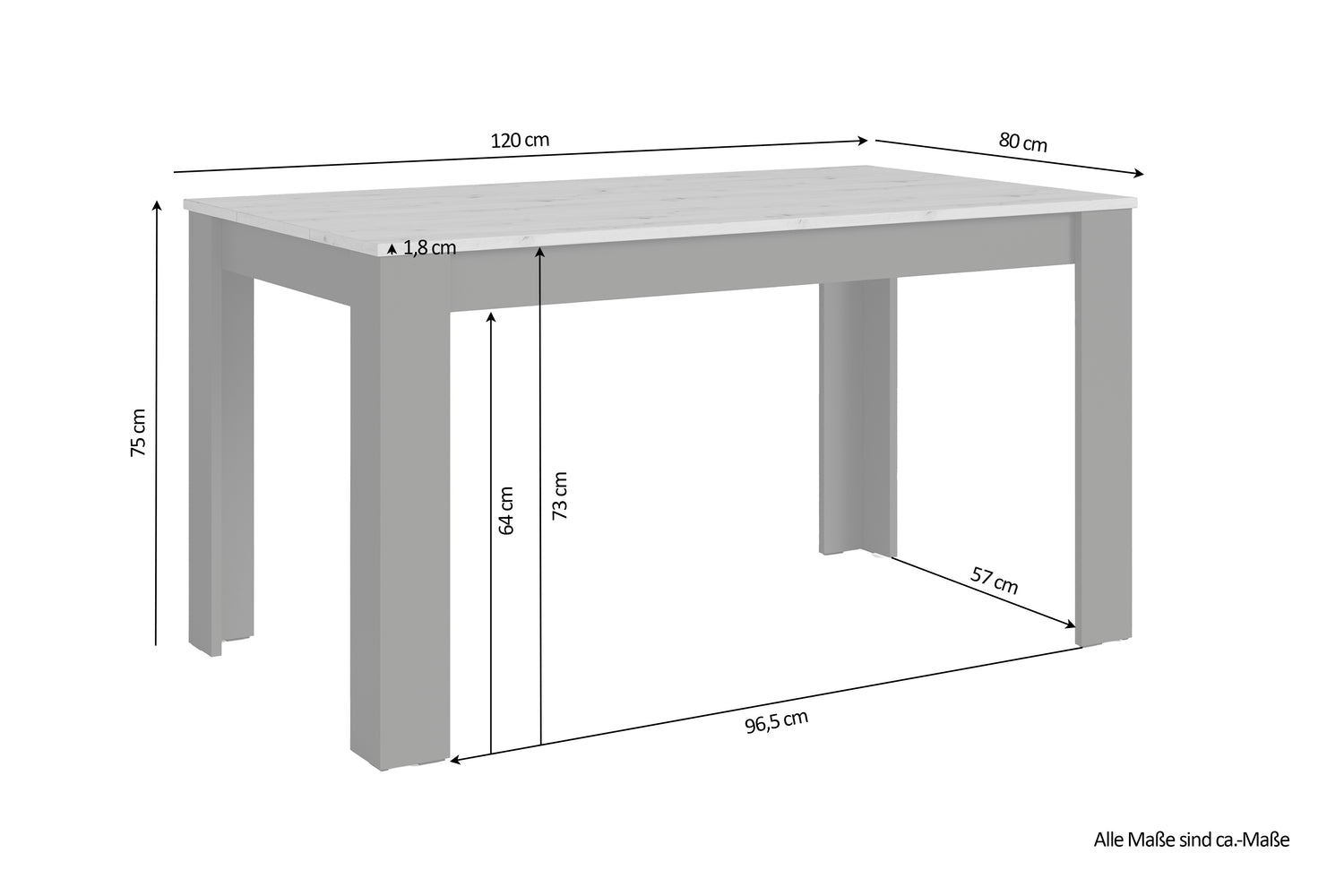 campingtisch maße byLIVING Tisch NORI, Breite 120 o. 140 cm, Artisan Eiche / anthrazit oder weiß