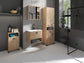 Badezimmer-Hochschrank WELLNESS in Artisan Eiche, Griffe aus Metall in schwarz / Badezimmerschrank 4 Türen mit offenen Elementen & viel Stauraum / B 54, H 193, T 31 cm