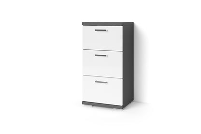 Badezimmer Seitenschrank / in anthrazit, Sonoma Eiche (Eiche-Optik) oder weiß / B 35,5, H 74, T 31,5 cm / mit 2 Schubkästen